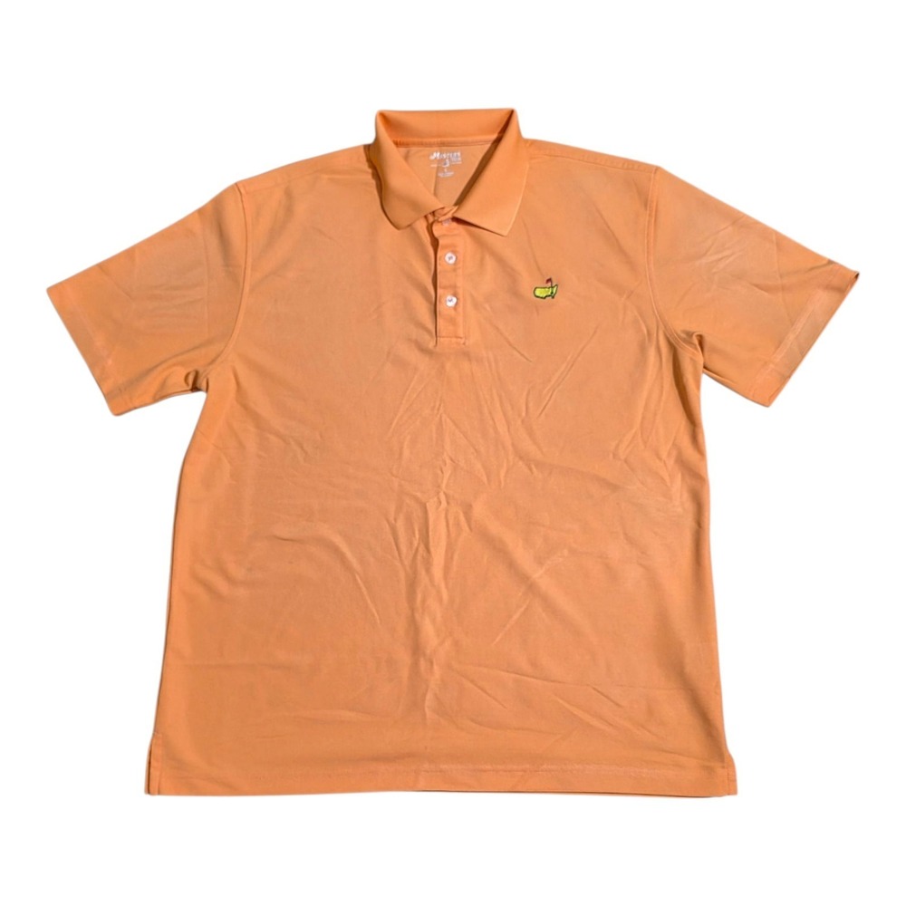 Masters Tech Mens‎ Large Orange Polo Shirt Augusta National Golf Logo Polyester